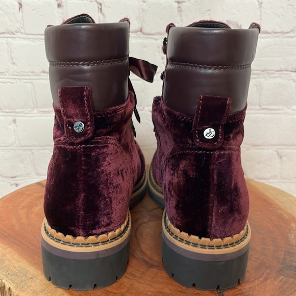Sam Edelman Browan Crushed Velvet Ribbon Lace Up Boots - Picture 5 of 11